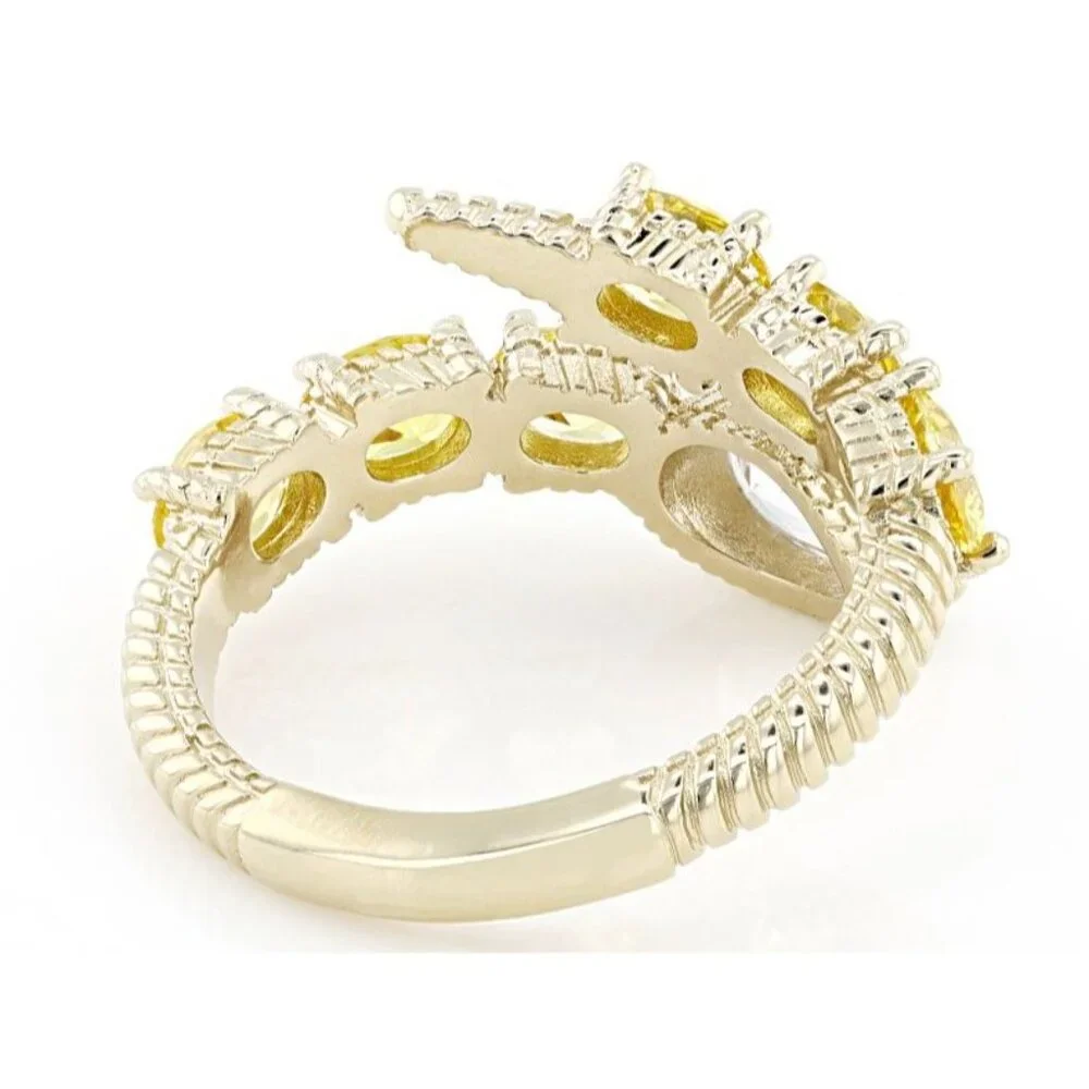 Judith Ripka 4.49CTW Canary & White Bella Luce 14K Gold Clad Haute Ring Size 9 - Picture 4 of 4